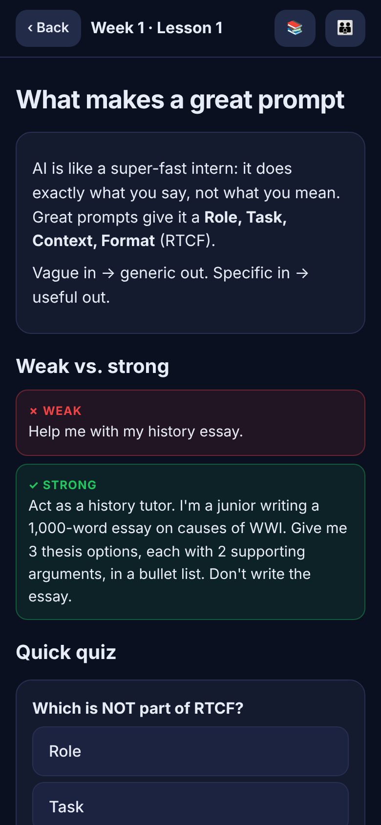 Teen lesson